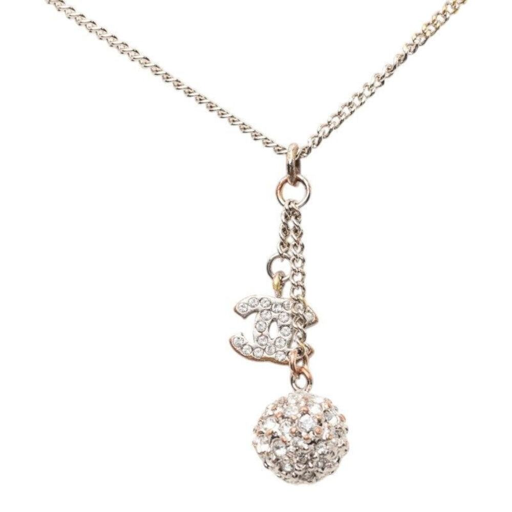 Chanel CC Logo Chain Pendant Necklace B12C Silver